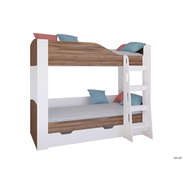 Двухъярусная кровать РВ Мебель Астра 2 Белый / Орех С ящиком