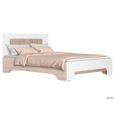 Двуспальная кровать МК СТИЛЬ Палермо С Ясень Шимо светлый / Белый глянец С основанием 140х200 см