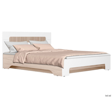 Двуспальная кровать МК СТИЛЬ Палермо С Ясень Шимо светлый / Белый глянец С основанием и подъемным механизмом 160х200 см