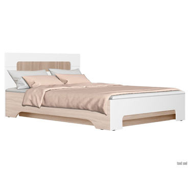 Двуспальная кровать МК СТИЛЬ Палермо С Ясень Шимо светлый / Белый глянец С основанием и подъемным механизмом 140х200 см