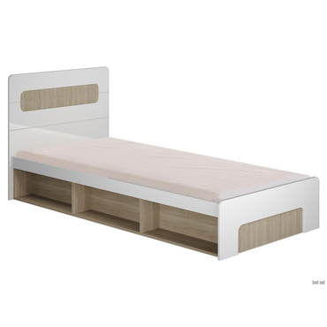 Односпальная кровать МК СТИЛЬ Палермо Ясень Шимо светлый / Белый глянец Ясень Шимо светлый / Белый глянец 90х200 см