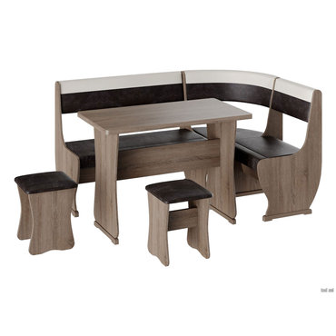 Кухонный уголок Budunov Group Алонзо, Альянс Дуб Сонома трюфель / Шоколад, бежевый, экокожа Большой