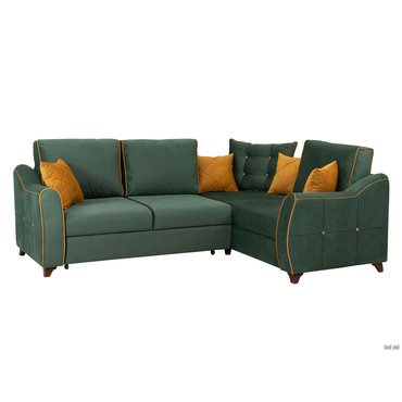 Угловой диван Первый Мебельный Фрэнклин Лиственный / Желтый, велюр Универсальное