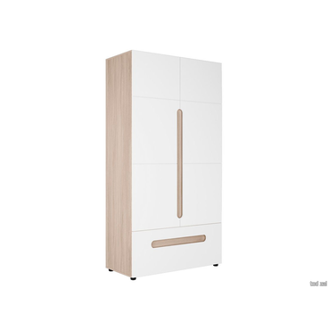 Распашной шкаф МК СТИЛЬ Палермо С Ясень Шимо светлый / Белый глянец С зеркалом