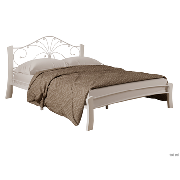 Двуспальная кровать Форвард-мебель Сандра Лайт Кремовый, металл / Белый, массив 160х200 см