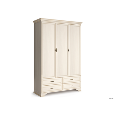 Распашной шкаф Кураж Сиена Бодега белый, патина золото Без зеркала