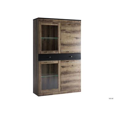 Шкаф-витрина Анрэкс Джагер Дуб монастырский / Черный Дуб монастырский / Черный