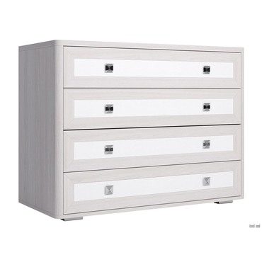 Комод Кураж Парма Нео 14 Ясень Анкор светлый / Экокожа белая Ясень Анкор светлый / Экокожа белая