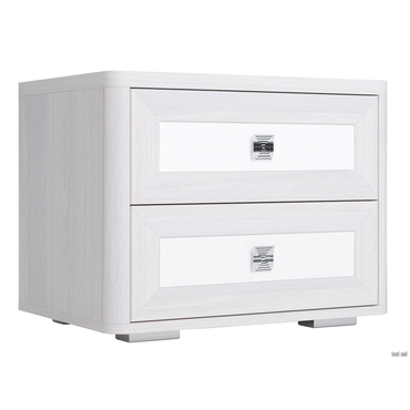 Прикроватная тумбочка Кураж Парма НЕО Ясень Анкор светлый / Экокожа белая Ясень Анкор светлый / Экокожа белая