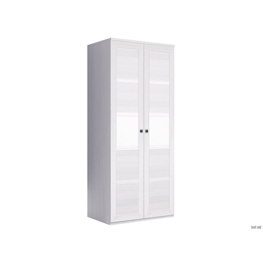 Распашной шкаф Кураж Парма Нео 19 Ясень Анкор светлый / Экокожа белая С глухими фасадами