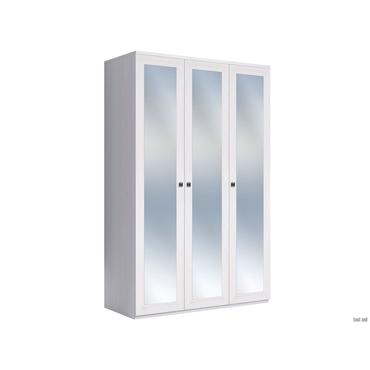 Распашной шкаф Кураж Парма Нео 20 Ясень Анкор светлый / Экокожа белая С зеркальными фасадами