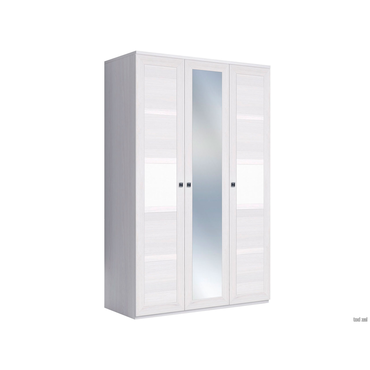 Распашной шкаф Кураж Парма Нео 20 Ясень Анкор светлый / Экокожа белая С одним зеркалом