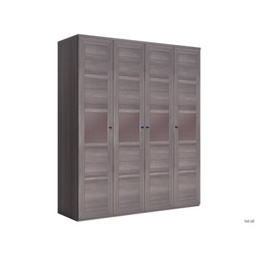 Распашной шкаф Кураж Парма Нео 21 Лиственница темная / Экокожа дила С глухими фасадами