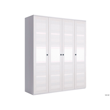 Распашной шкаф Кураж Парма Нео 21 Ясень Анкор светлый / Экокожа белая С глухими фасадами