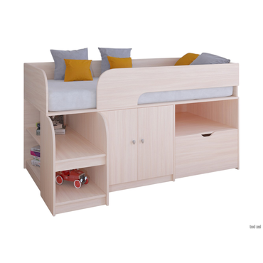 Кровать-чердак РВ Мебель Астра 9/4 Дуб Молочный Дуб Молочный