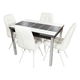 Кухонный стол Аврора М Шанхай Стекло Белое, Рисунок Черный / ЛДСП Черная Стекло Белое, Рисунок Черный / ЛДСП Черная