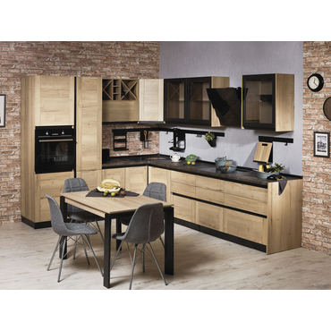 Кухонный гарнитур СБК Сити 320х245 см Дуб Галифакс / Черный Левая Дуб Галифакс / Черный