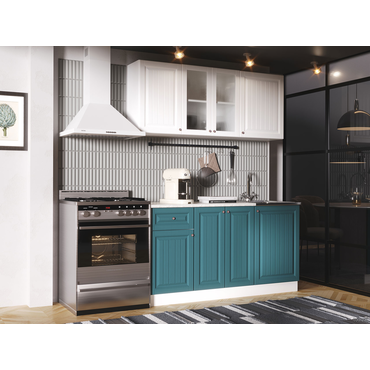 Кухонный гарнитур Эра Хозяюшка 150 см Акация белая / Моренга Без антресольного шкафа