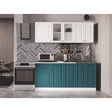 Кухонный гарнитур Эра Хозяюшка 180 см Акация белая / Моренга Акация белая / Моренга