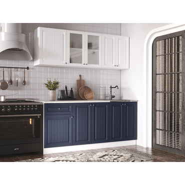 Кухонный гарнитур Эра Хозяюшка 180 см Акация белая / Сапфир Акация белая / Сапфир