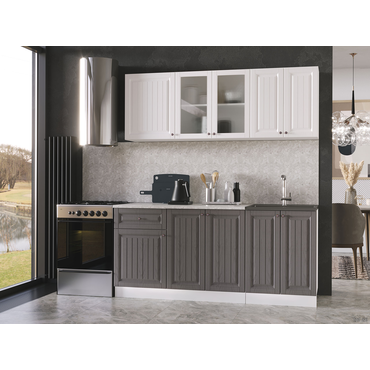 Кухонный гарнитур Эра Хозяюшка 180 см Акация белая / Трюфель Акация белая / Трюфель