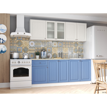 Кухонный гарнитур Эра Хозяюшка 200 см Акация белая / Деним Акация белая / Деним