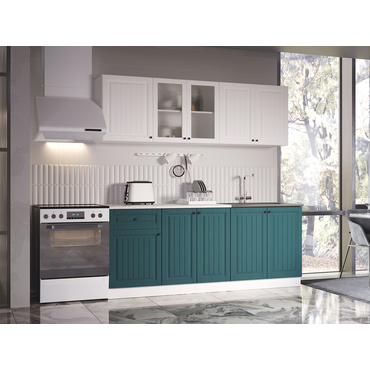 Кухонный гарнитур Эра Хозяюшка 200 см Акация белая / Моренга Акация белая / Моренга