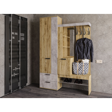 Прихожая Мебелони Трамп Дуб Крафт / Бетон Дуб Крафт / Бетон