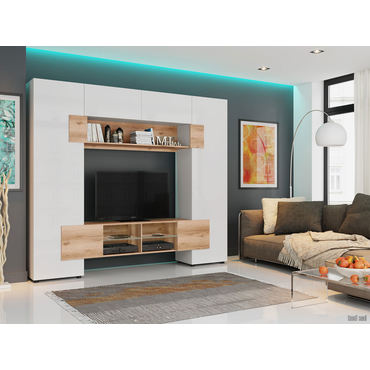 Гостиная МК СТИЛЬ Ривьера Дуб Крафт / Белый глянец Дуб Крафт / Белый глянец