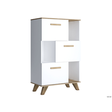 Стеллаж Кураж Вега Скандинавия Дуб Каньон / Белый / Белый глянец Дуб Каньон / Белый / Белый глянец