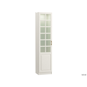 Шкаф-витрина Моби Ливерпуль Ясень Ваниль / Белый Без карниза