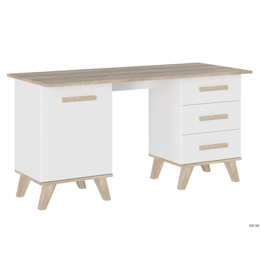 Письменный стол Кураж Вега Скандинавия Дуб Каньон / Белый / Белый глянец Дуб Каньон / Белый / Белый глянец