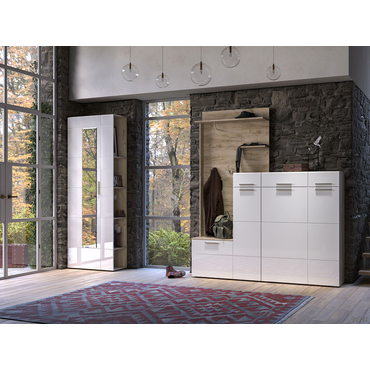 Прихожая Моби Лайн Дуб Крафт серый / Белый глянец Дуб Крафт серый / Белый глянец