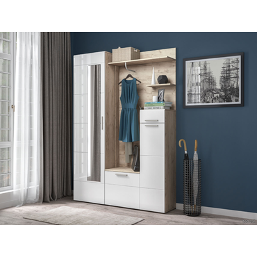 Прихожая Моби Лайн Дуб Крафт серый / Белый глянец Дуб Крафт серый / Белый глянец