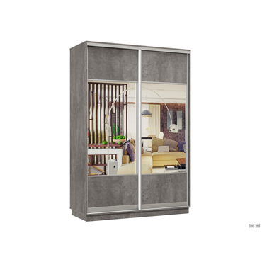 Шкаф-купе Хочу домой Маршал Лайт Бетон / Зеркало / Серебро, алюминий 60 см