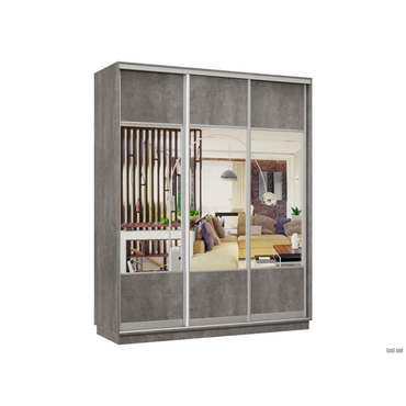 Шкаф-купе Хочу домой Маршал Лайт Бетон / Зеркало / Серебро, алюминий 45 см