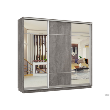 Шкаф-купе Хочу домой Маршал Лайт Бетон / Зеркало / Серебро, алюминий Зеркала по бокам