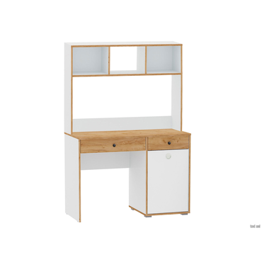 Письменный стол Моби Вуди 12.42 Дуб золотой / Белый С надстройкой