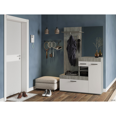 Прихожая Мебелони Инстайл Бетон / Белый Бетон / Белый