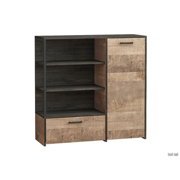 Комод Моби Трувор Дуб Гранж песочный / Интра / Черный Дуб Гранж песочный / Интра / Черный