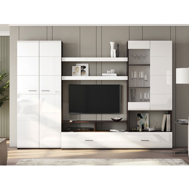 Гостиная СВ-Мебель Ненси Дуб Венге / Белый глянец Дуб Венге / Белый глянец