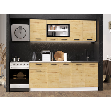 Кухонный гарнитур Эра Хозяюшка 180 см Дуб Вотан / столешница Калаката Дуб Вотан / столешница Калаката