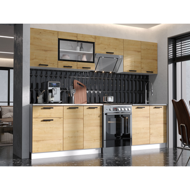 Кухонный гарнитур Эра Хозяюшка 260 см Дуб Вотан / столешница Калаката Дуб Вотан / столешница Калаката