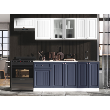 Кухонный гарнитур Эра Хозяюшка 240 см Акация белая / Сапфир Акация белая / Сапфир