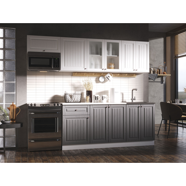 Кухонный гарнитур Эра Хозяюшка 240 см Акация белая / Трюфель Акация белая / Трюфель