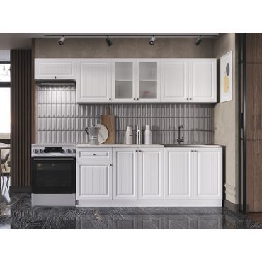 Кухонный гарнитур Эра Хозяюшка 260 см Акация белая Акация белая