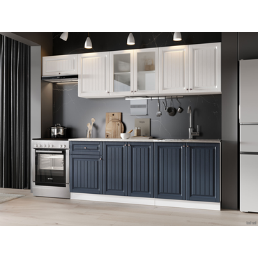 Кухонный гарнитур Эра Хозяюшка 260 см Акация белая / Сапфир Акация белая / Сапфир