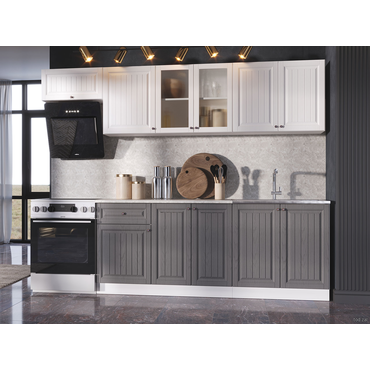 Кухонный гарнитур Эра Хозяюшка 260 см Акация белая / Трюфель Акация белая / Трюфель