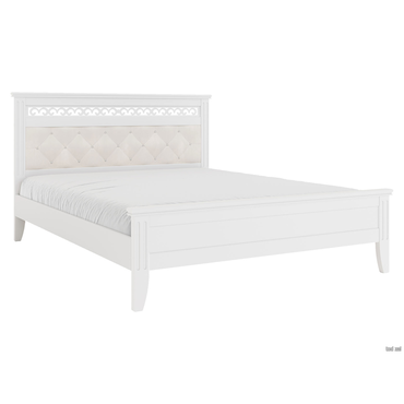 Двуспальная кровать todzal Аврил Белый античный / Бежевый, велюр Без ящиков 160х200 см