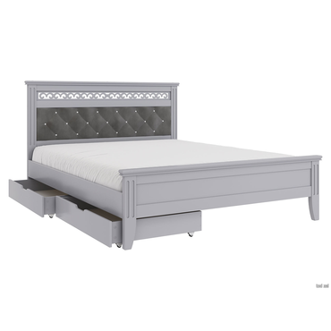 Двуспальная кровать todzal Аврил Антрацит / Зеленый, велюр С ящиками 160х200 см